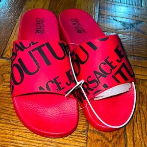 NWOB versace jeans couture red and black slides size; 8 men’s